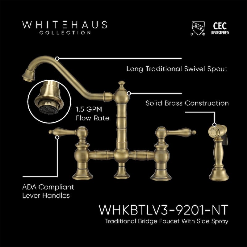Whitehaus Vintage III Plus 1.5 GPM Widespread Faucet