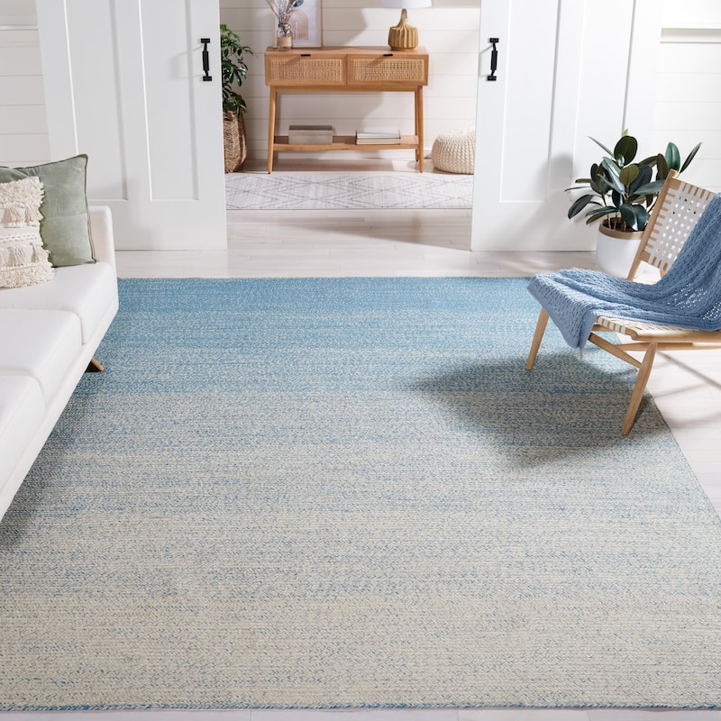 SAFAVIEH Handmade Natural Fiber Sambula Ombre Jute Rug - 6' Square - Natural/Light Blue