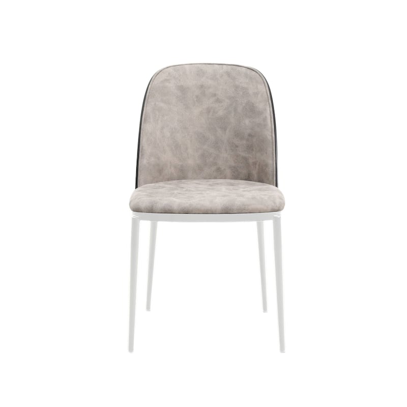 LeisureMod Tule Dining Chair with Upholstered Seat and White Steel Frame, Set of 2