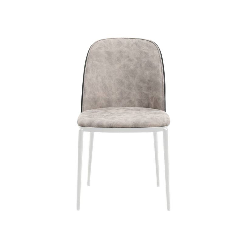 LeisureMod Tule Dining Chair with Upholstered Seat and White Steel Frame, Set of 4
