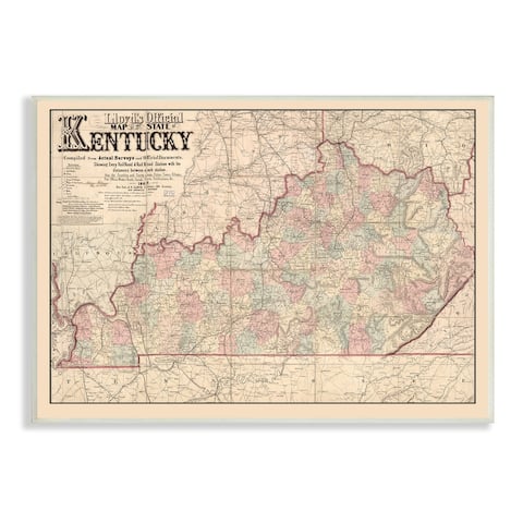 Stupell Industries Historic Kentucky Southern US State Map Vintage Cartography Wood Wall Art, 15 x 10 - Multi-Color