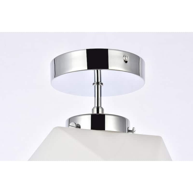 Lance 1 Light White Glass Flush Mount - 9.8 Inch