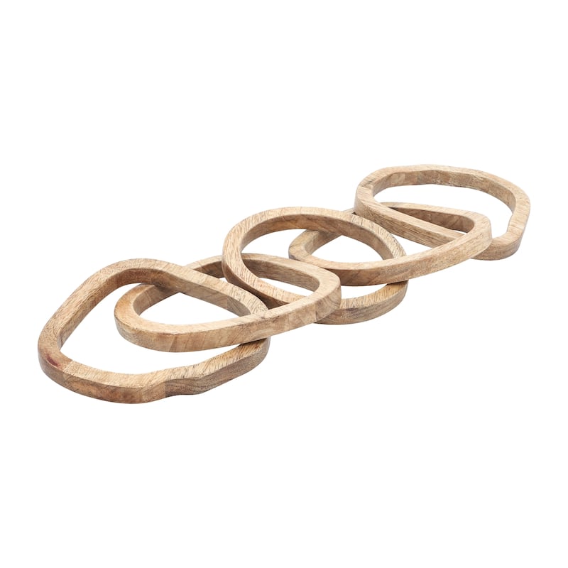 Sagebrook Home Wooden Link Sculpture Decor Contemporary Rustic Brown