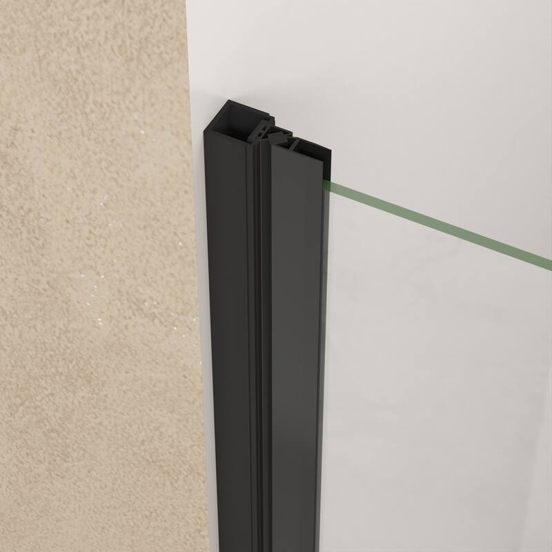 Framed Pivot Shower Door in Matte Black with Stainless Steel Handle