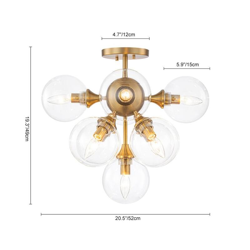 Funky 9-Light Tiered Glass Globe Bubble Semi Flush Mount 20.5in