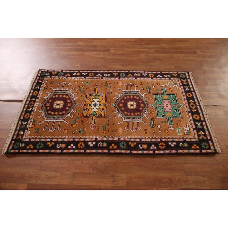 Geometric Kazak Accent Rug Handmade Traditional Wool Carpet - 3'0"x 5'0"