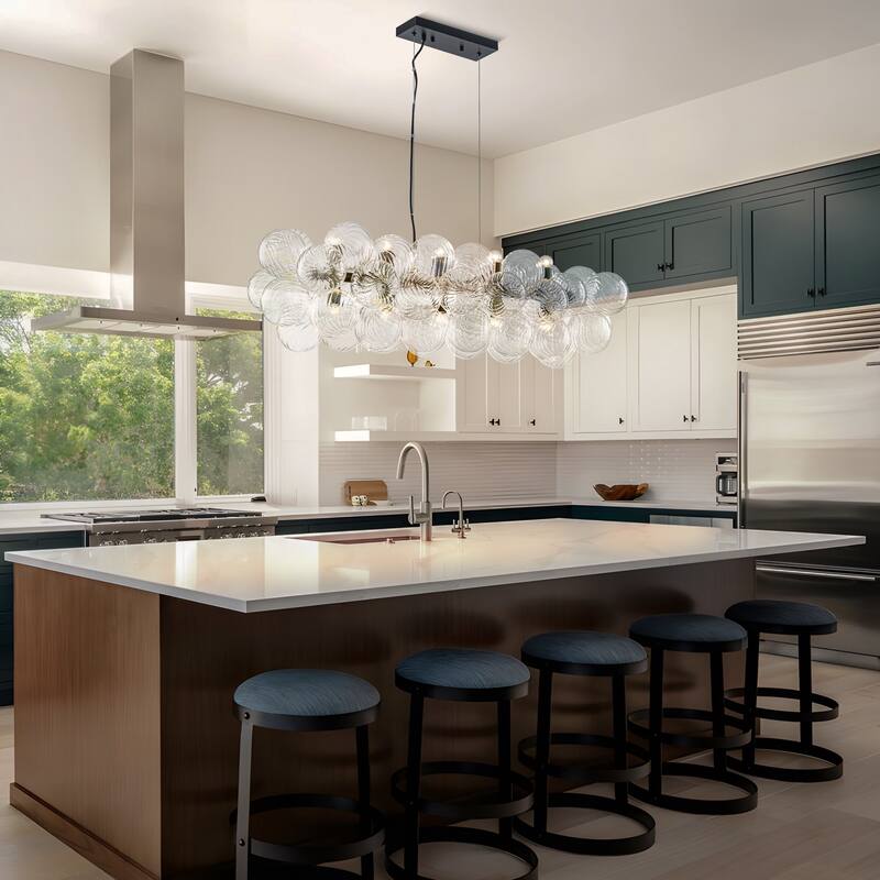 Starsky 10-Light 39in. Contemporary Glass Bubble Linear Kitchen Island Chandelier