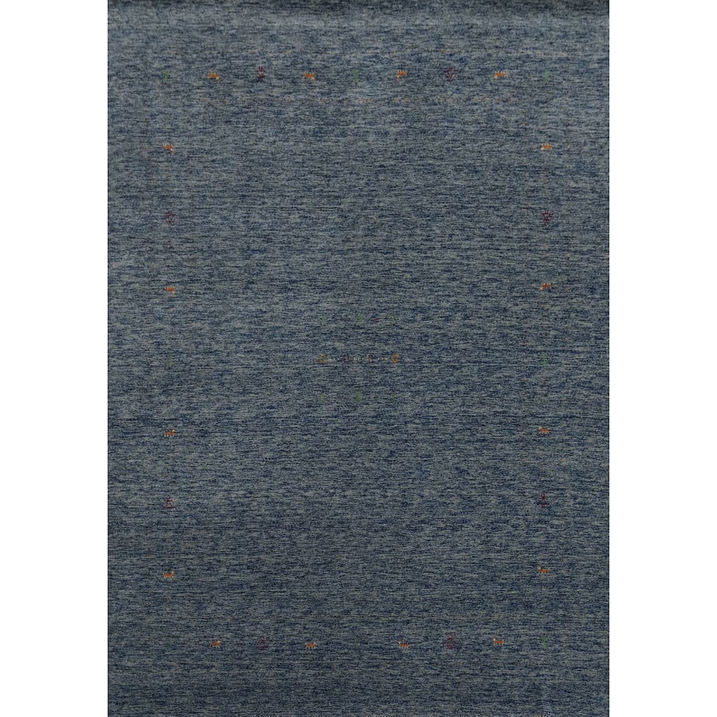 Hand Knotted Oriental 100% Wool Carpet Tribal Animal Pictorial Navy Blue & Blues Gabbeh Area Rug - 11' 9'' X 8' 11''