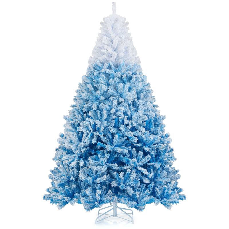 Costway 5/6/7/8 FT Artificial Christmas Tree with 456/820/1264/1774 - See Details - 8 FT-White & Blue - 8 Foot