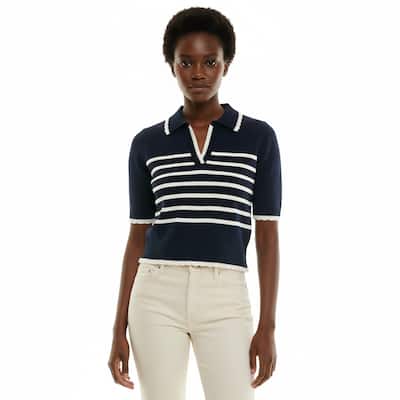 Nanette Lepore Women's Striped Knit Polo Top