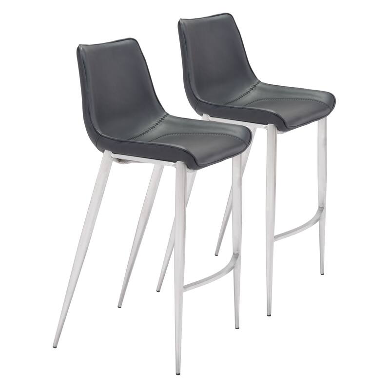 BarStool (Set of 2) - Black, Silver