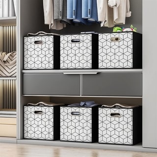 6 Pack Fabric Storage Cubes with Handle,Foldable 11 Inch Cube Storage ...
