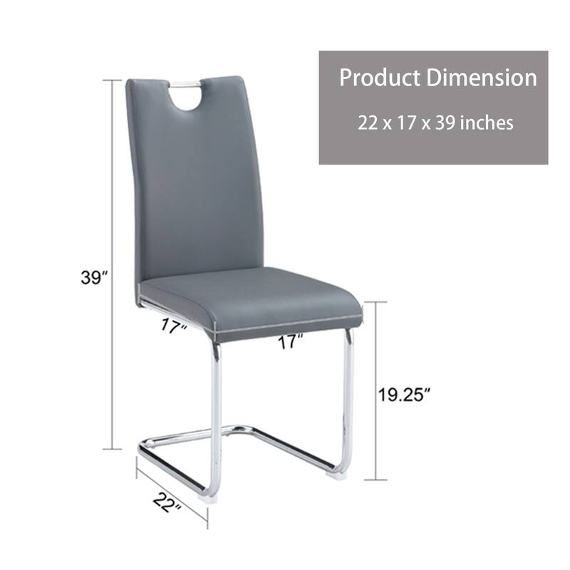 Modern Dining Chairs Set of 4, Side Dining Room/Kitchen Chairs, Faux Leather Upholstered Seat and Metal Legs Side Chairs