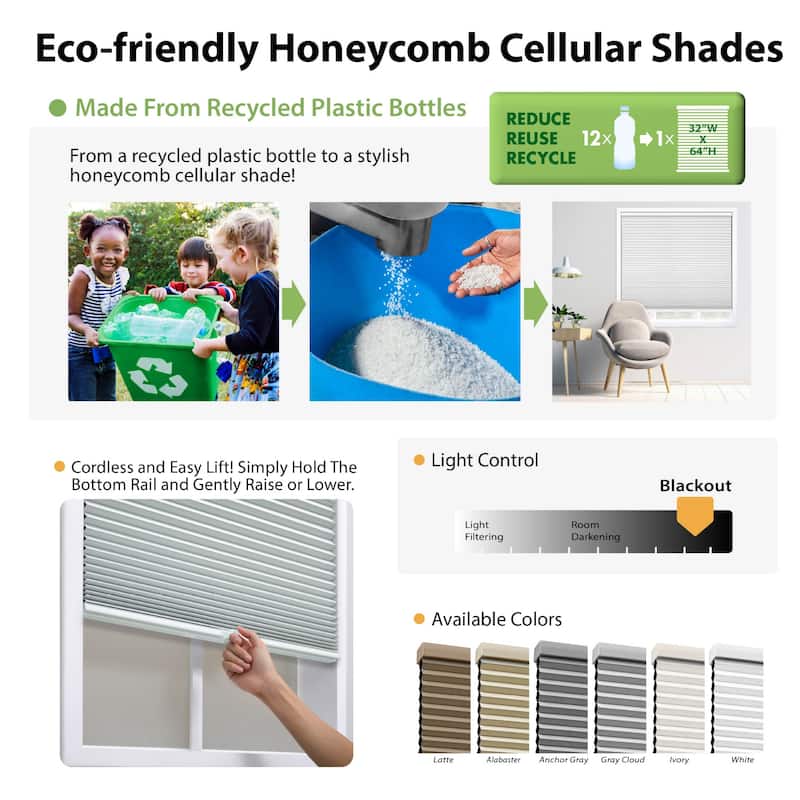 64-inch Latte Cordless Blackout Cellular Shade