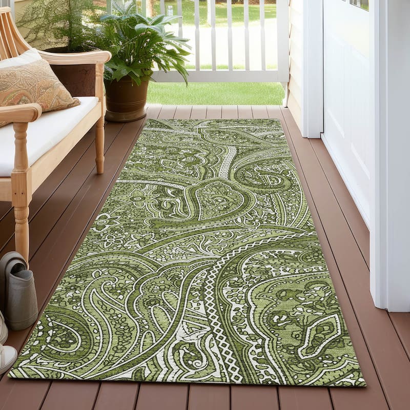 Machine Washable Indoor/ Outdoor Chantille Traditional Paisley Rug