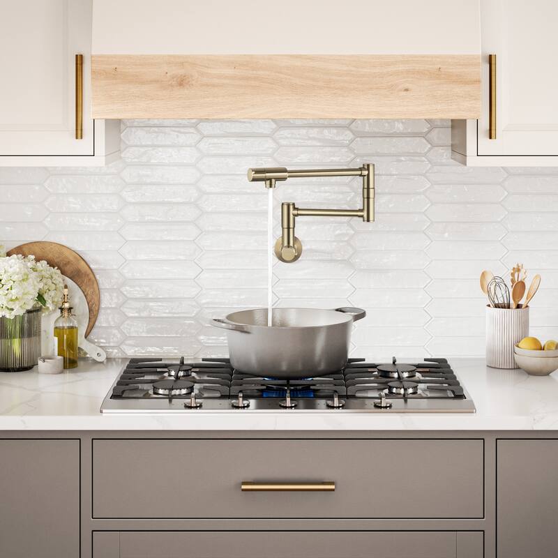 KRAUS Bolden 2 Handle Wall Mount Pot Filler Faucet w/ Retractable Arm
