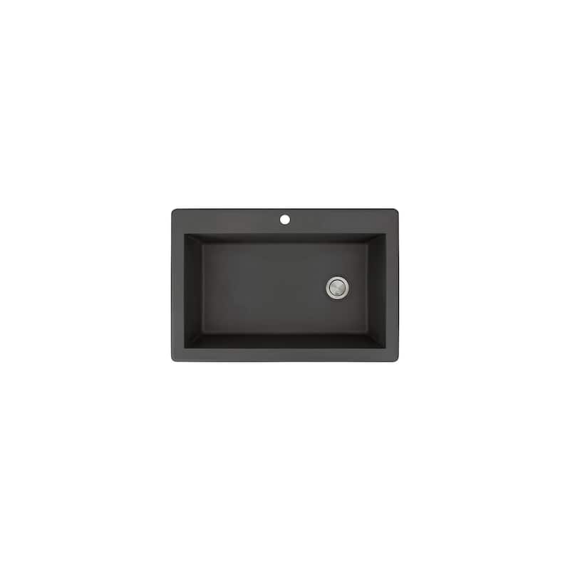 Transolid Radius 33in x 22in silQ Granite Drop-in Single Bowl Kitchen Sink with 1 Pre-Drilled Faucet Hole