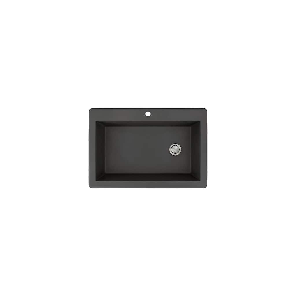 Transolid Radius 33in x 22in silQ Granite Drop-in Single Bowl Kitchen Sink with 1 Pre-Drilled Faucet Hole