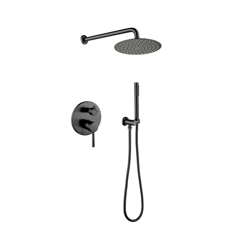 Wall Mounted Shower Faucet Set for Bathroom with Rain Shower head Handheld Shower Set,Shower System - Matte Black