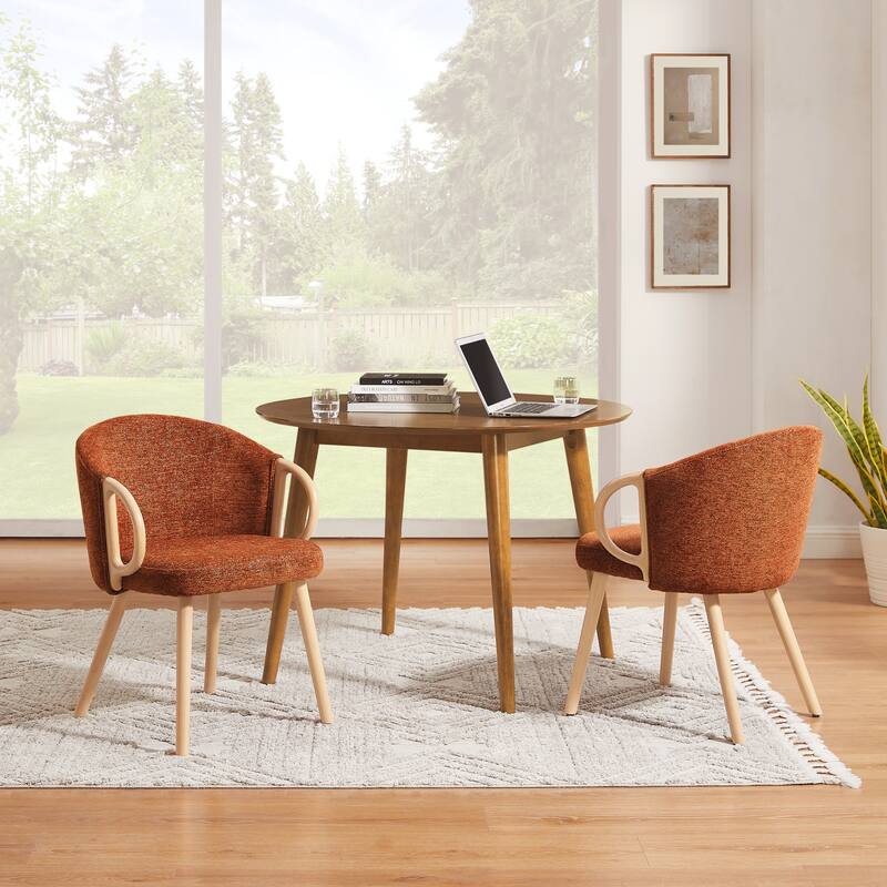 Art Leon Modern Fabric Accent Dining Wood Chair (Set of 2)