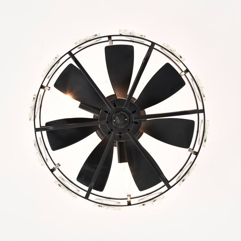 16 Inch Matte Black Crystal Shade Fandelier