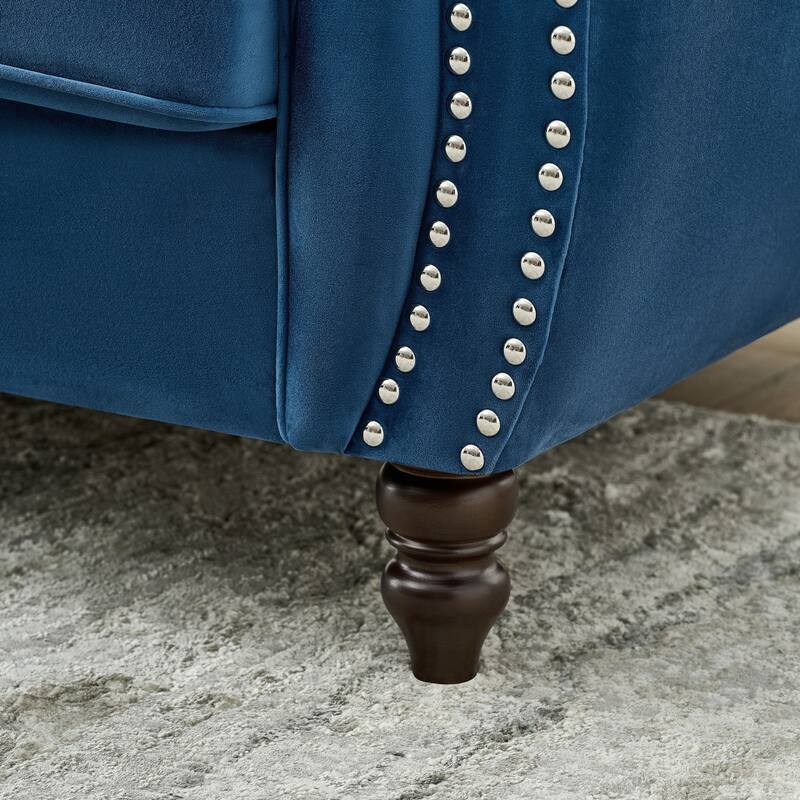 Roomfitters 65" Classic Chesterfield Upholstered Loveseat with Scrolled Arms & Nailhead Trim, Button Back Couch