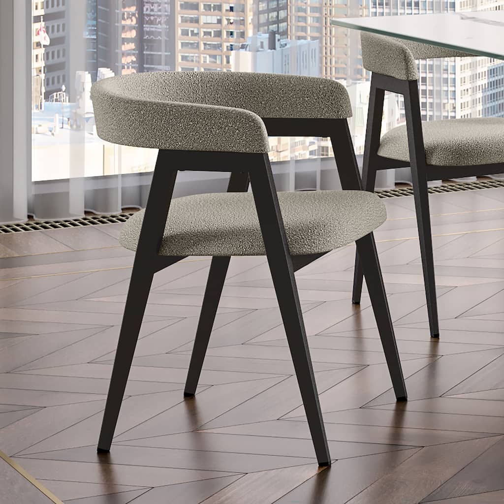 Amisco Caris Upholstered Dining Chair with Arms and Metal Legs