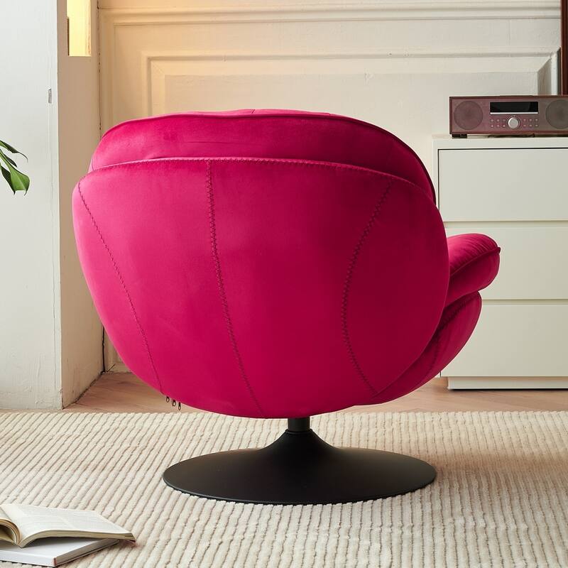 Swivel Leisure Chair Velvet Upholstered Lounge Chair Comfortable Deep Buttons Backrests Chair with Ottoman