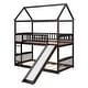 preview thumbnail 4 of 7, Espresso Twin Over Twin Bunk Bed with Slide, Playhouse-Inspired Design