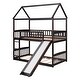 preview thumbnail 4 of 7, Espresso Twin over Twin Pine Bunk House Bed with Slide and Ladder, Full-Length Guardrail