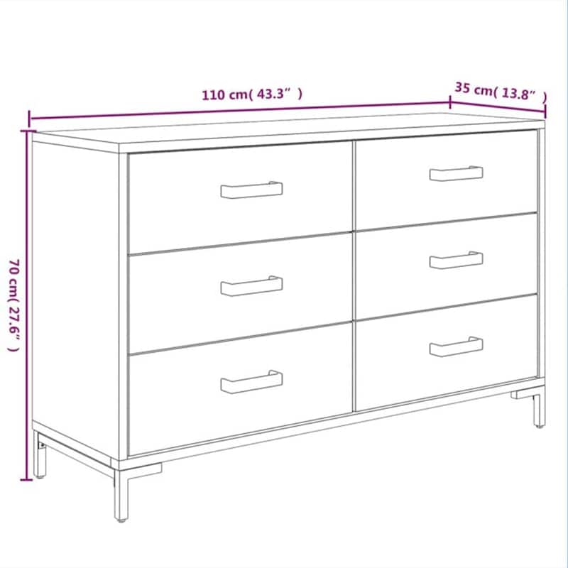 vidaXL Sideboard Coffee Bar Buffet Cabinet Modern with Drawers Solid Wood Pine - 43.3" x 13.8" x 27.6"