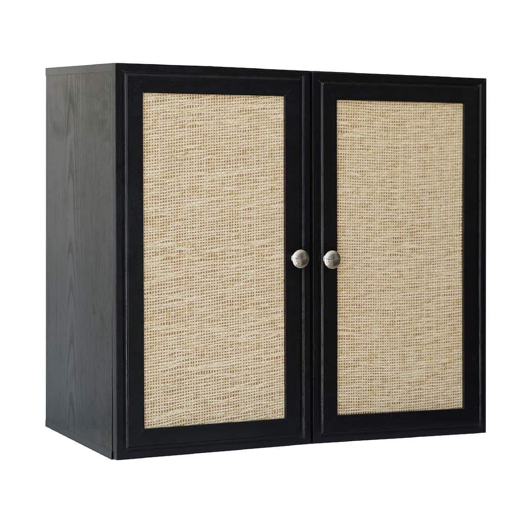 Rattan Wall Cabinets with Adjustable Shelf & LED Light