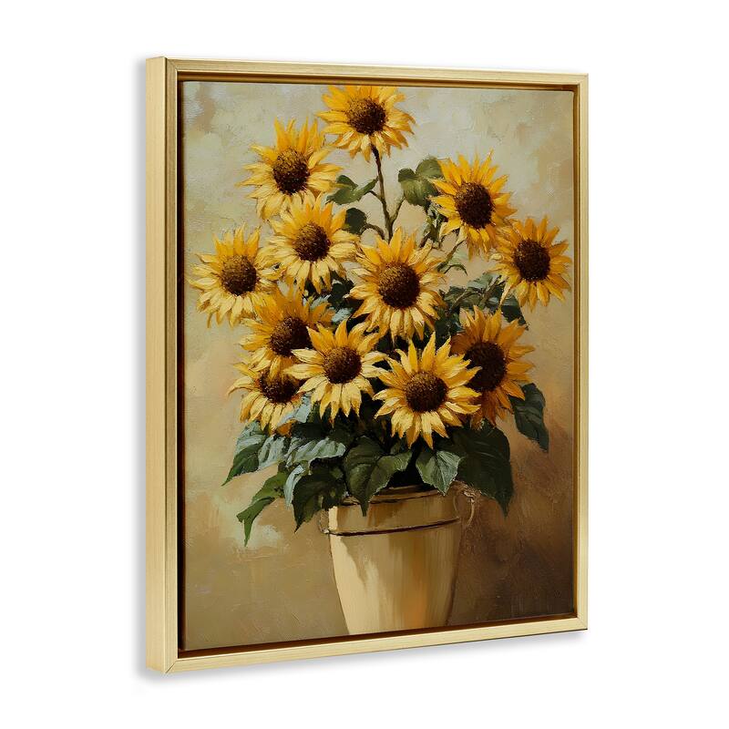 Stupell Sunny Sunflowers Arrangement Framed Floater Canvas Wall Art Design By Franklyn Gregory