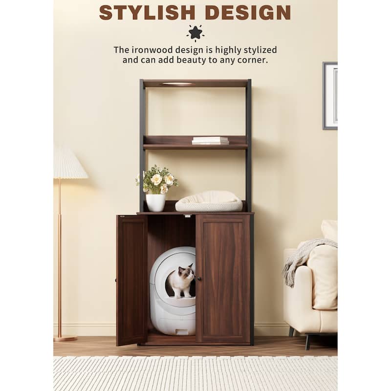 Cat Litter Box Enclosure Furniture for Self-Cleaning Cat Litter Box - Brown