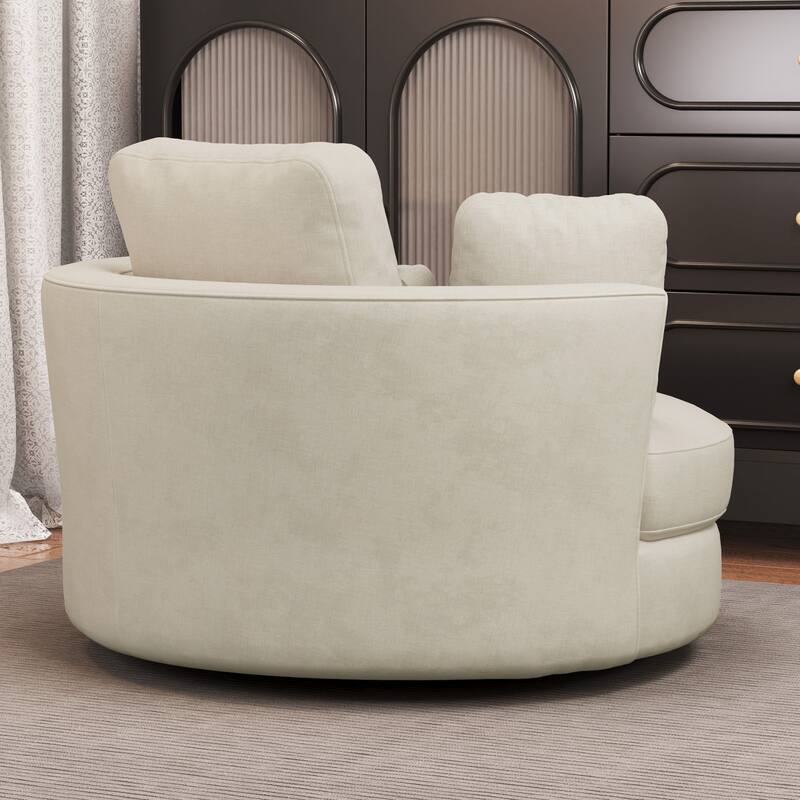 50.2"W Accent Barrel Chair,360° Swivel Club Chair with Metal Base