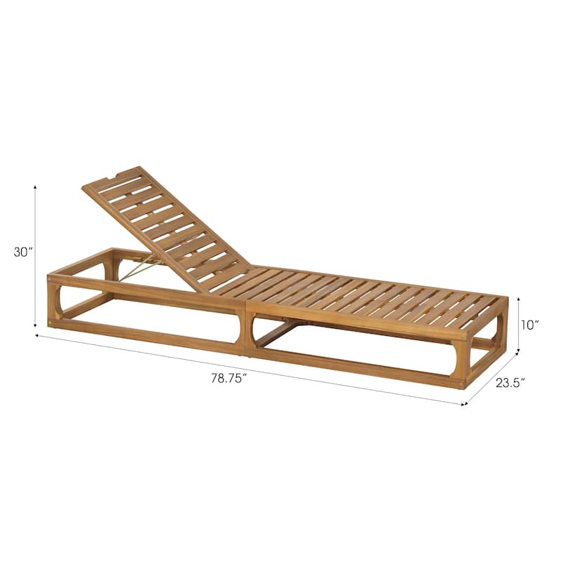 Christopher Knight Home - Patio Acacia Wood Chaise Lounge with Adjustable Backrest and Waterproof Cushion