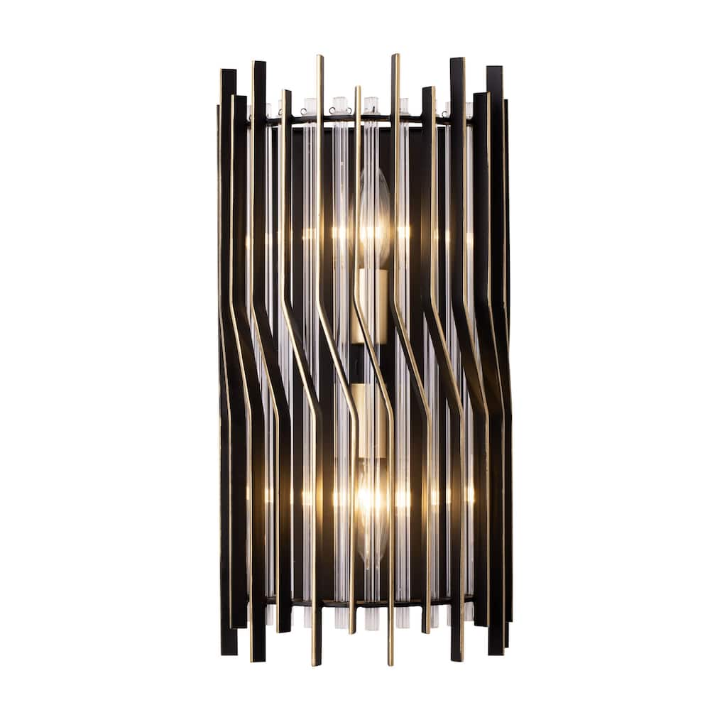 Varaluz Park Row Wall Sconce - Matte Black/French Gold - 4.75"D x 8"W x 15.75"H
