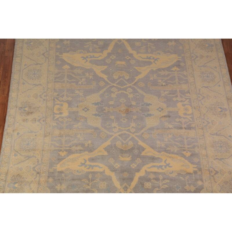 Earth Tone Oushak Indian Area Rug Handmade Wool Carpet - 8'0"x 9'7"