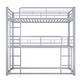 preview thumbnail 4 of 5, Metal Twin Size Triple Bunk Bed in Silver, Space-Saving Design with Sturdy Construction and Safety Guardrails