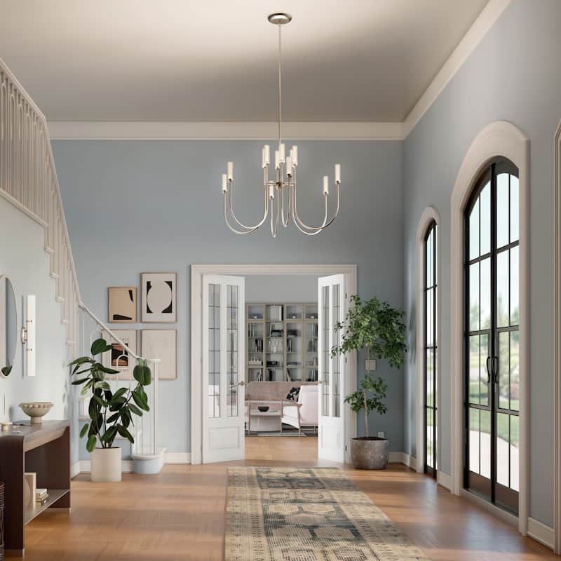 Moraine 40 Inch LED 12 Light 2-Tier Chandelier in Polished Nickel