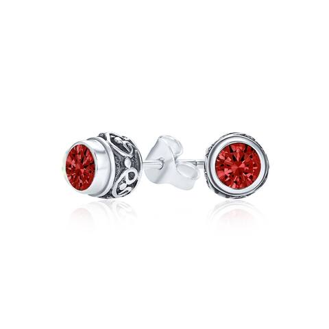 Gemstone Stud Earrings Sterling Silver Birthstone - 6