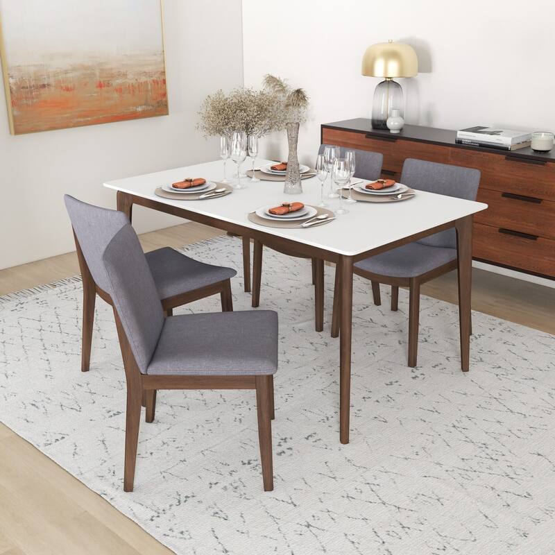 GDFStudio - Laura Mid-Century Modern Solid Wood Dining Chair Set with Upholstered Fabric, Set of 2 - 20"