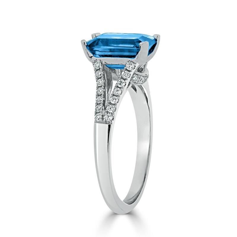 Auriya 2 1/8ct Fancy Emerald-cut Swiss Blue Topaz and Diamond Engagement Ring 1/4ctw 14k Gold