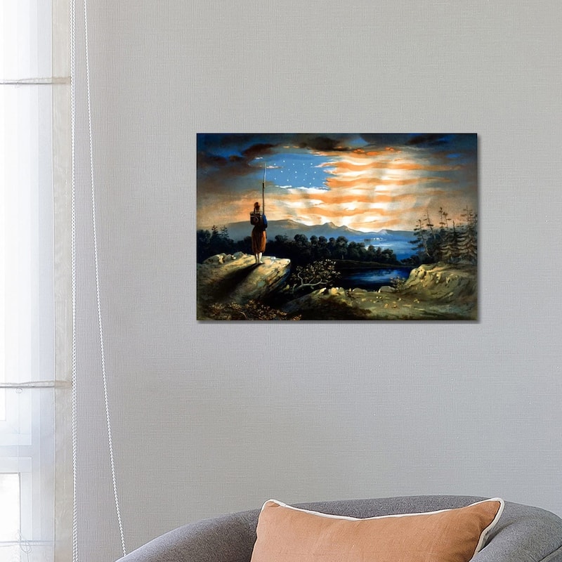 iCanvas "Vintage Civil War Painting Of A Lone Zouave Sentry Overlooking A Cliff" by John Parrot Canvas Print - 18x26x1.5