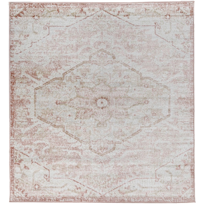 Livabliss St Tropez Updated Traditional Diamond Area Rug - 5'3" x 5'3" Square - Blush