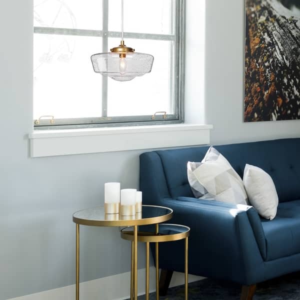 slide 1 of 8, Modern 9.5" Gold 1-Light Glass Pendant Gold Frame Handmade Island Lights - D6.3" * H7.1" Gold