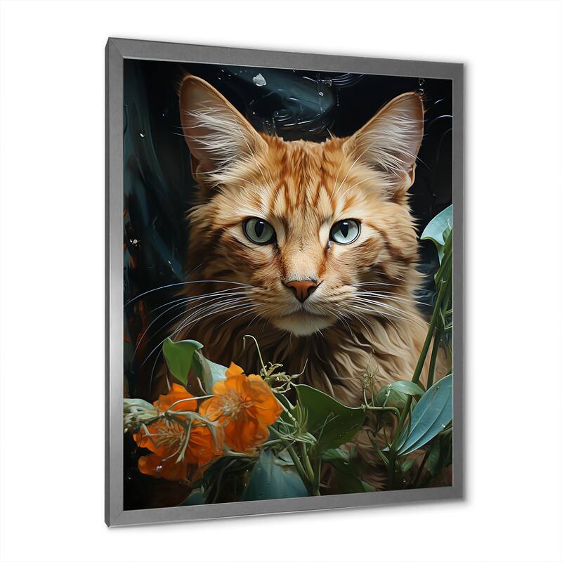 Designart "Havana Brown Mystique Cat" Animals Cat Framed Canvas Art Print