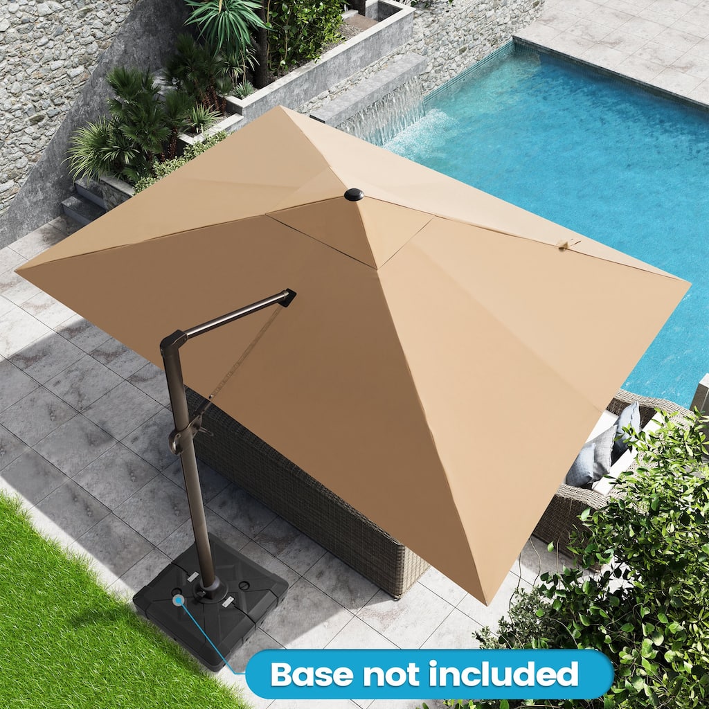 10 x 13 FT Luxury Aluminum Outdoor Shade Canopy Patio Cantilever Offset Umbrella with 360-degree Rotation