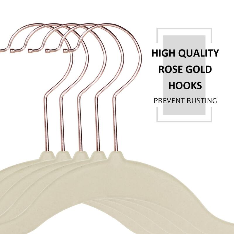 VECELO Mackaylee Velvet Hangers, Non Slip Standard Clothes Hanger Set, Heavy Duty Ivory Hangers(30/50/60/100 Pack)