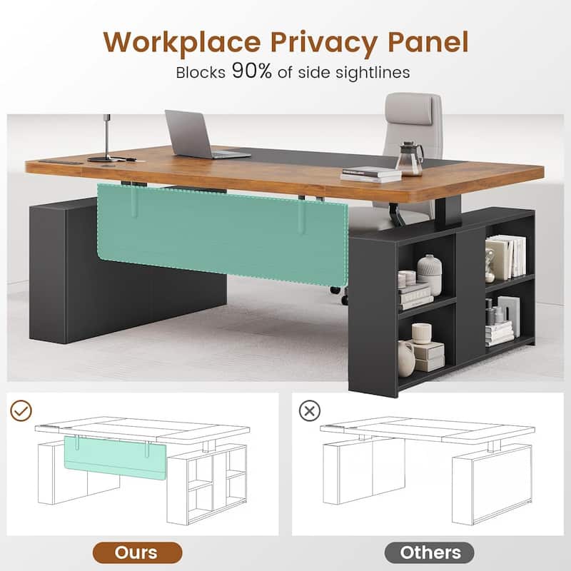 63" Executive Standing Desk Storage Executive Height Adjustable Desk